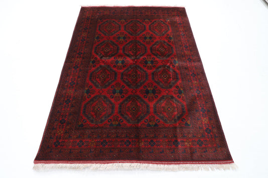 148 x 203 cm | Bokhara Red Oriental Area Rug Afghan Hand Knotted Wool carpet - ART WOOL CARPET