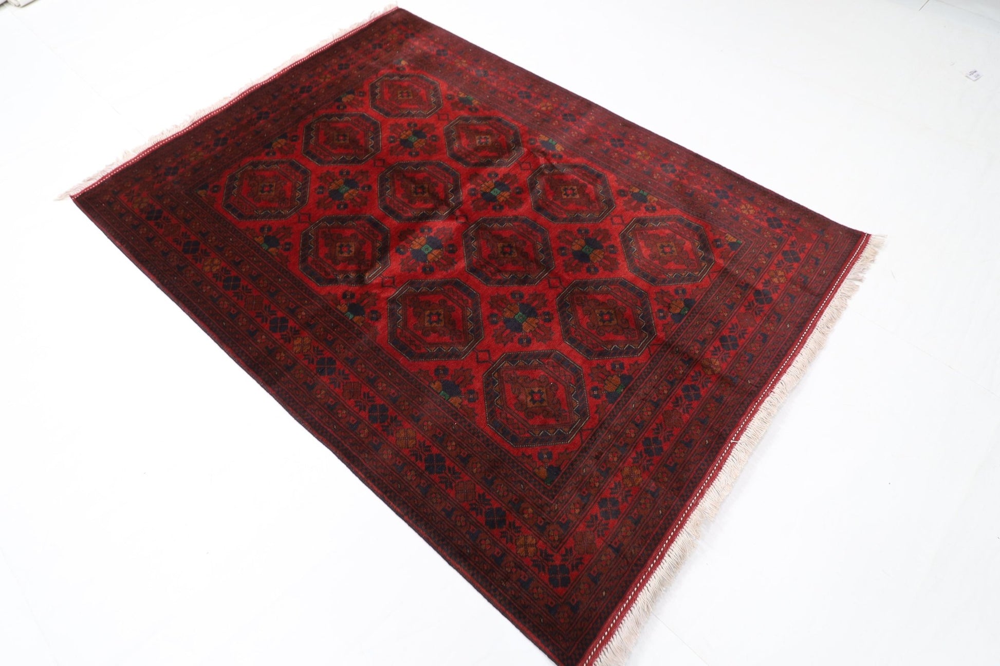 148 x 203 cm | Bokhara Red Oriental Area Rug Afghan Hand Knotted Wool carpet - ART WOOL CARPET