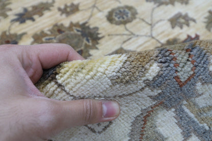 149 x 197 cm | Oriental Floral beige Area Rug Afghan Hand Knotted Veg Dye Wool carpet - ART WOOL CARPET