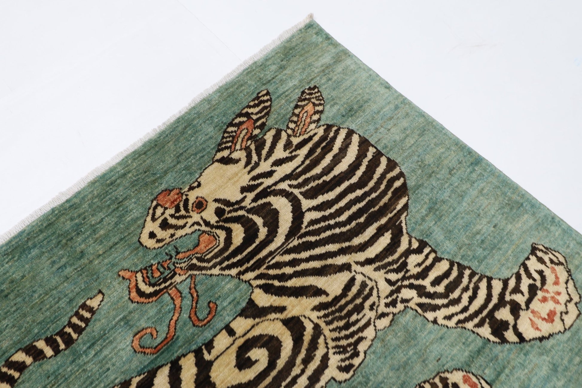 150 x 100 cm | Tiger Blue Oriental Area Rug Afghan Hand Knotted Veg Dye Wool carpet - ART WOOL CARPET