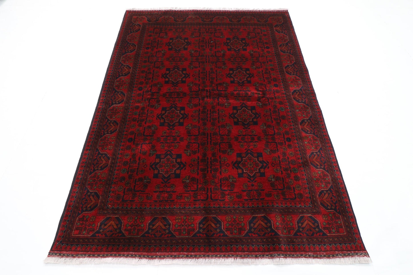 151 x 206 cm | Bokhara Red Oriental Area Rug Afghan Hand Knotted Wool carpet - ART WOOL CARPET