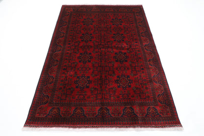 151 x 206 cm | Bokhara Red Oriental Area Rug Afghan Hand Knotted Wool carpet - ART WOOL CARPET
