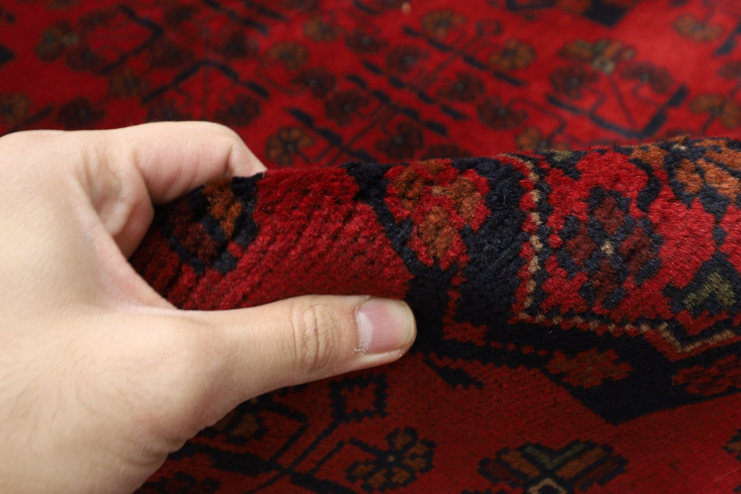 151 x 206 cm | Bokhara Red Oriental Area Rug Afghan Hand Knotted Wool carpet - ART WOOL CARPET