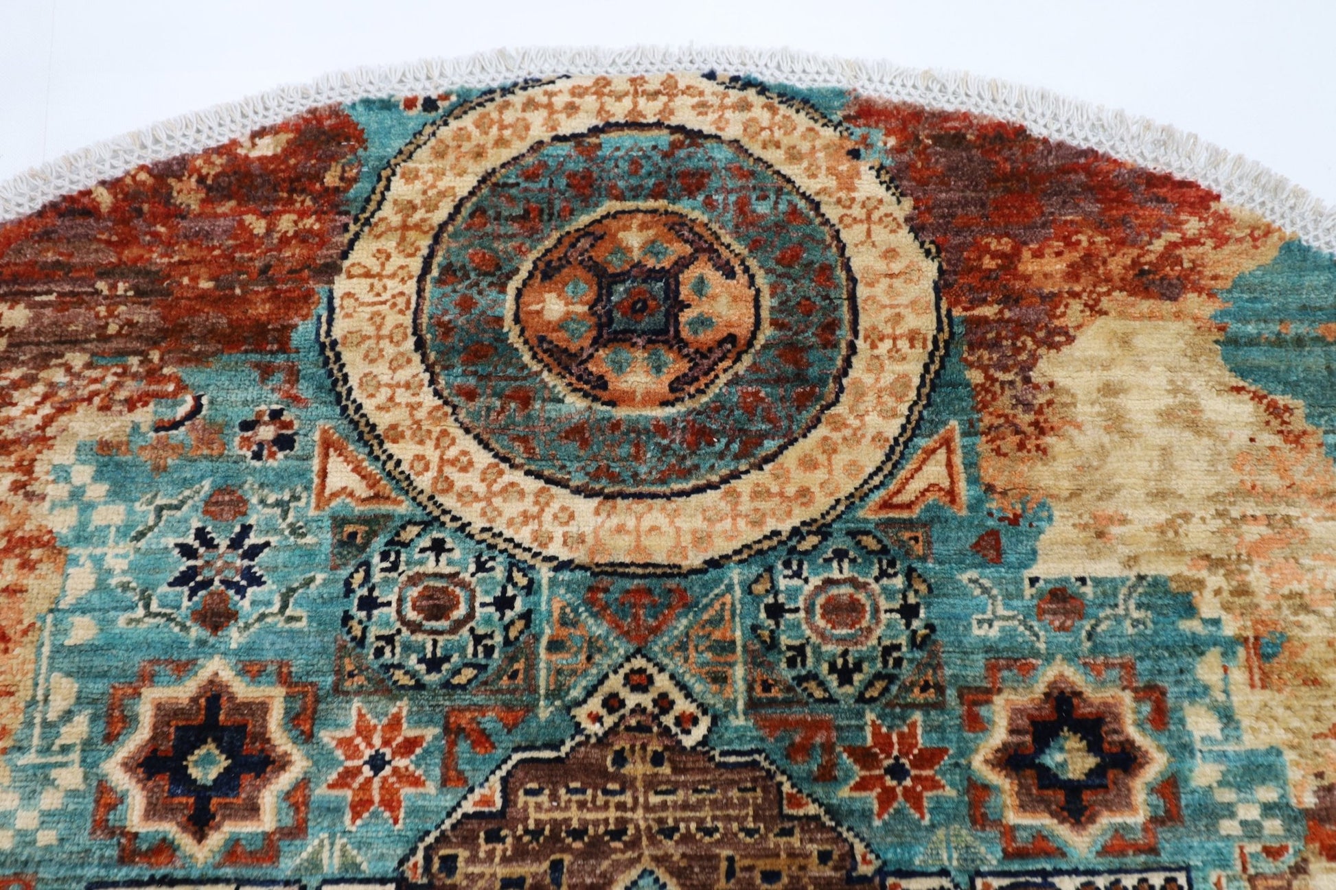 152 x 151 cm | Oriental Abstract Mamluk Rug Afghan Hand Knotted Veg Dye Wool carpet - ART WOOL CARPET