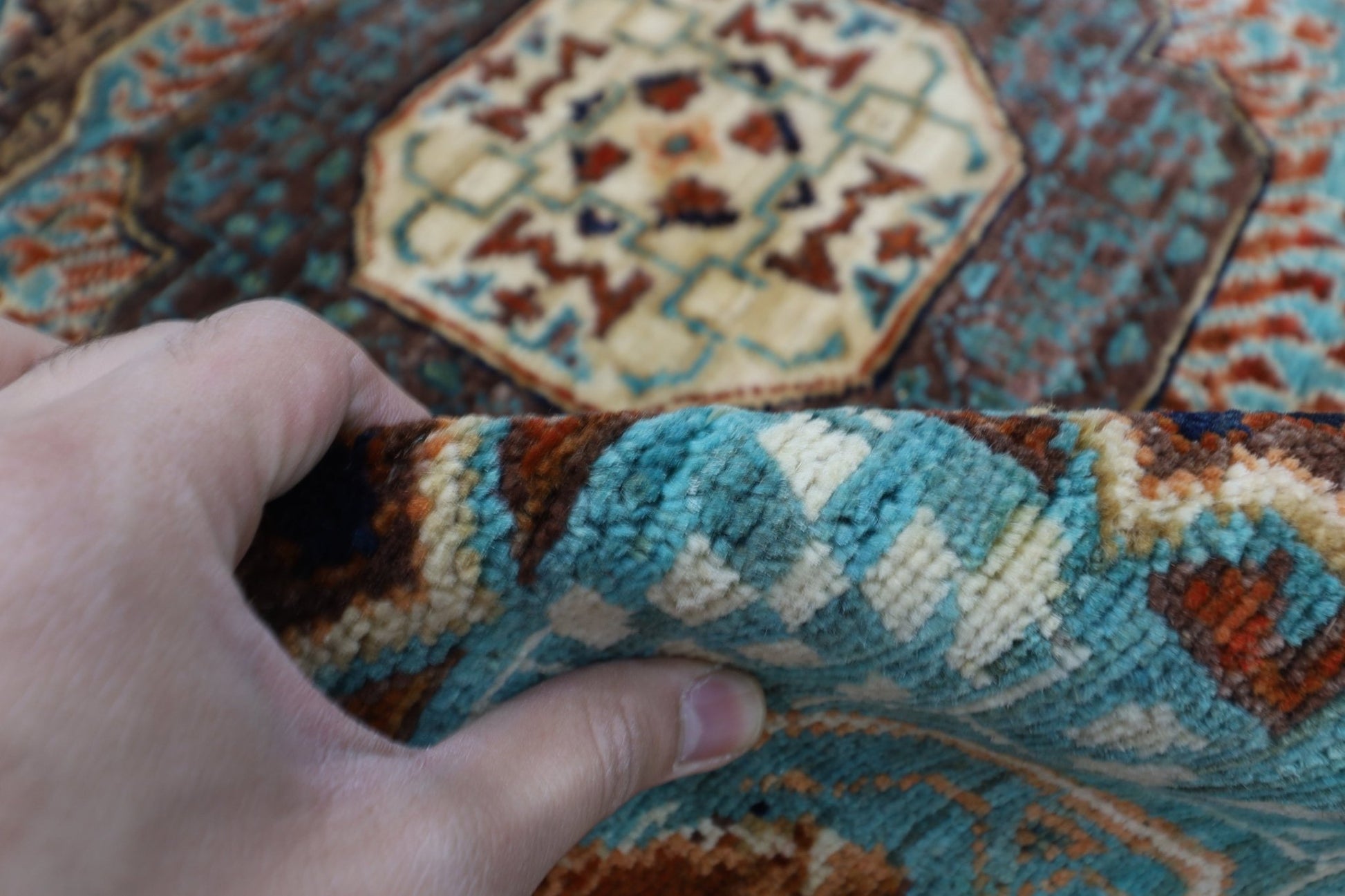 152 x 151 cm | Oriental Abstract Mamluk Rug Afghan Hand Knotted Veg Dye Wool carpet - ART WOOL CARPET