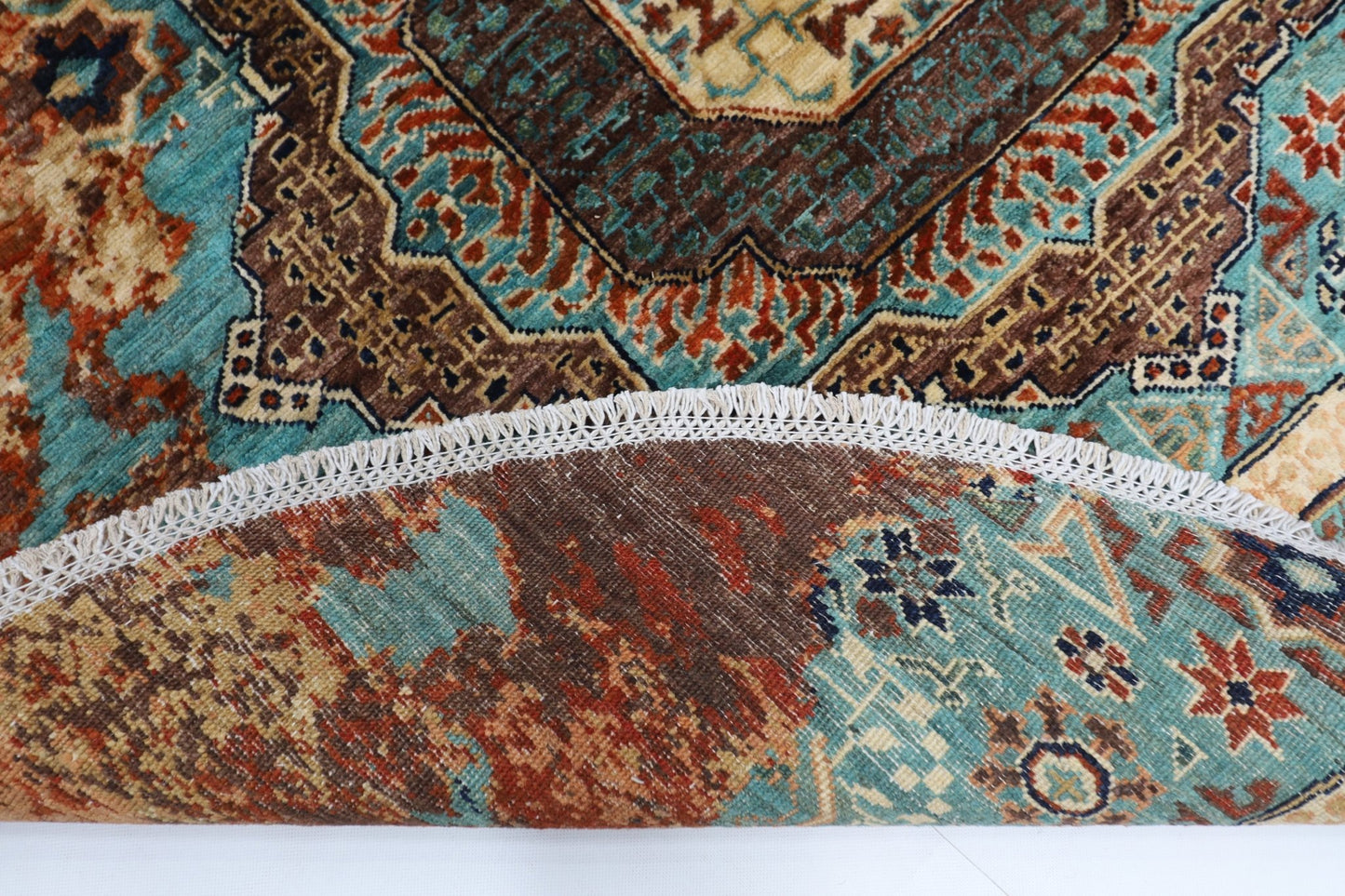 152 x 151 cm | Oriental Abstract Mamluk Rug Afghan Hand Knotted Veg Dye Wool carpet - ART WOOL CARPET