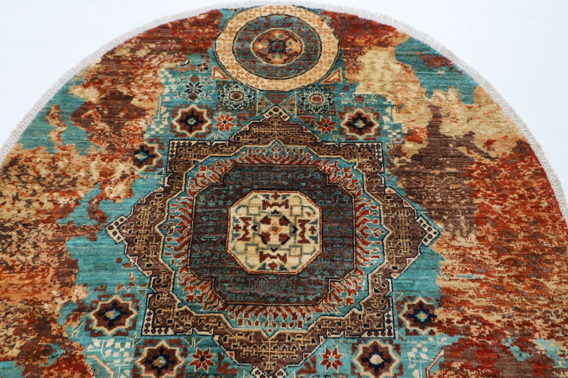 152 x 151 cm | Oriental Abstract Mamluk Rug Afghan Hand Knotted Veg Dye Wool carpet - ART WOOL CARPET
