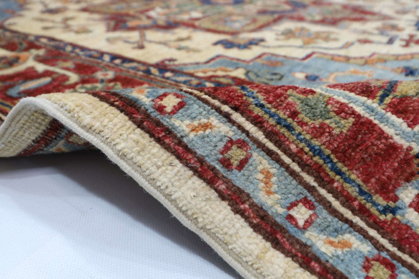 152 x 202 cm | Oriental Heriz Area Rug Afghan Hand Knotted Veg Dye Wool carpet - ART WOOL CARPET