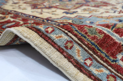 152 x 202 cm | Oriental Heriz Area Rug Afghan Hand Knotted Veg Dye Wool carpet - ART WOOL CARPET