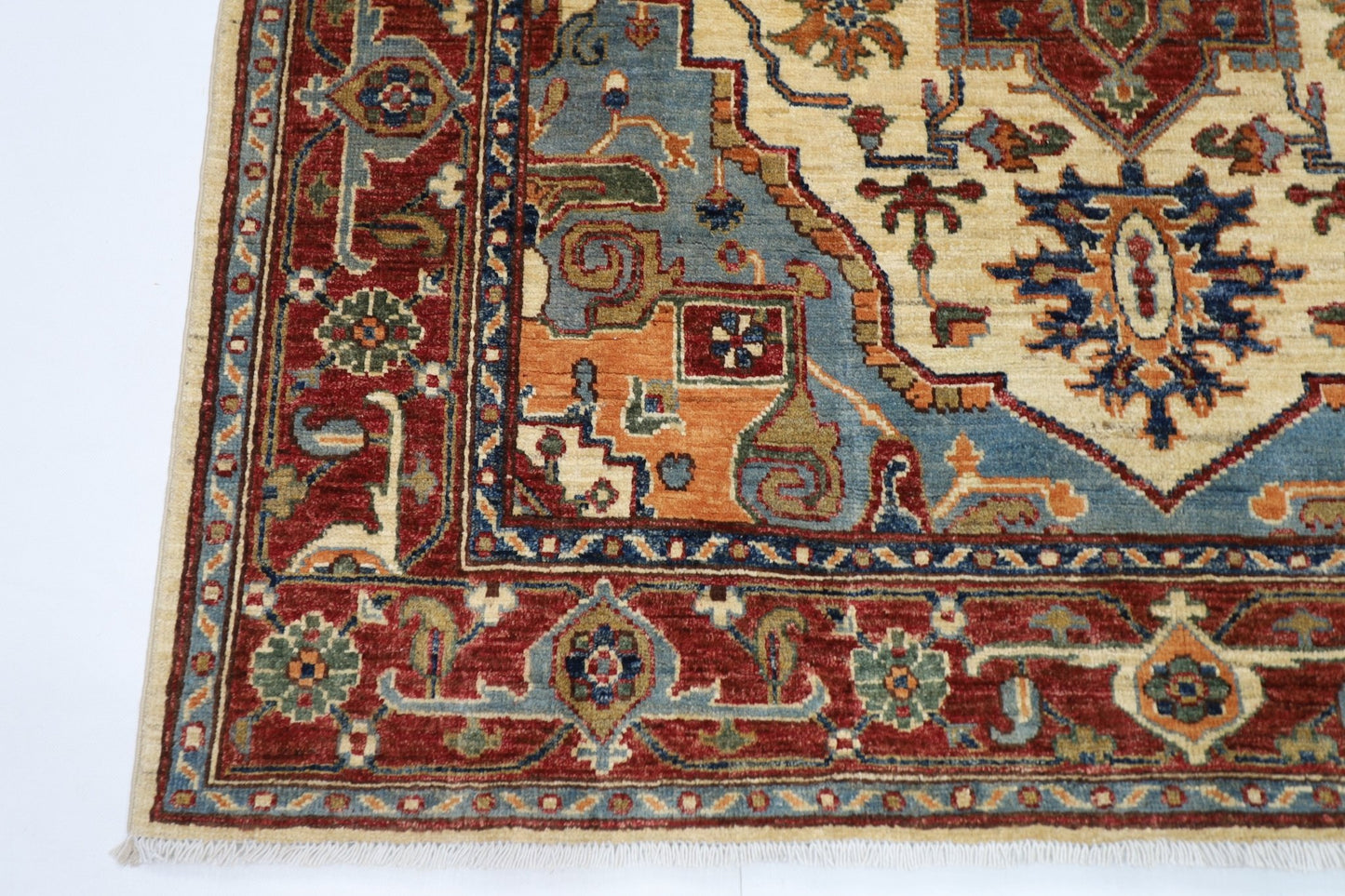 152 x 202 cm | Oriental Heriz Area Rug Afghan Hand Knotted Veg Dye Wool carpet - ART WOOL CARPET