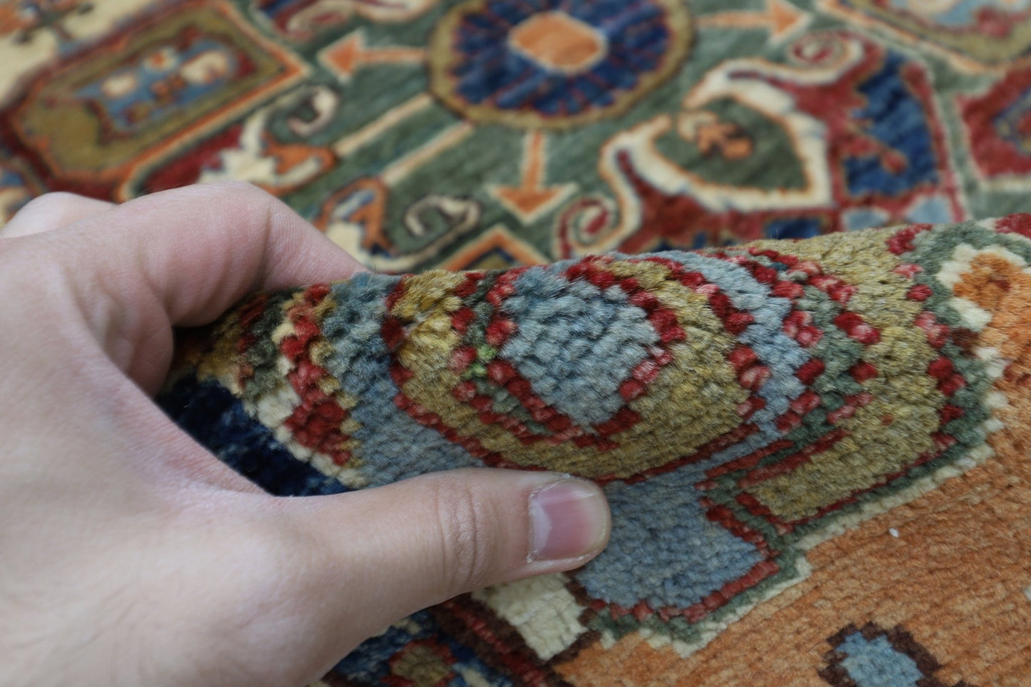 152 x 202 cm | Oriental Heriz Area Rug Afghan Hand Knotted Veg Dye Wool carpet - ART WOOL CARPET