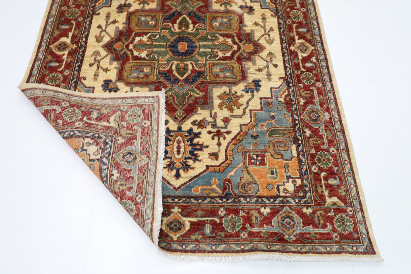 152 x 202 cm | Oriental Heriz Area Rug Afghan Hand Knotted Veg Dye Wool carpet - ART WOOL CARPET
