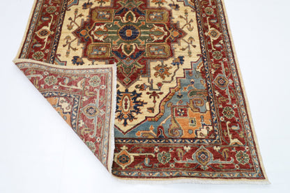 152 x 202 cm | Oriental Heriz Area Rug Afghan Hand Knotted Veg Dye Wool carpet - ART WOOL CARPET