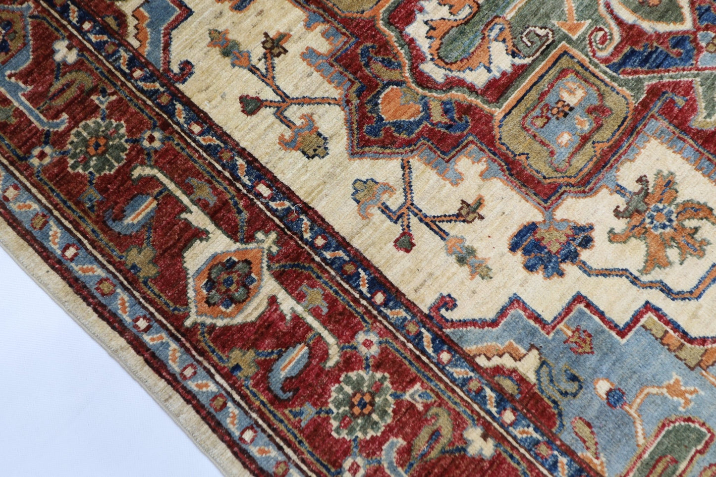 152 x 202 cm | Oriental Heriz Area Rug Afghan Hand Knotted Veg Dye Wool carpet - ART WOOL CARPET