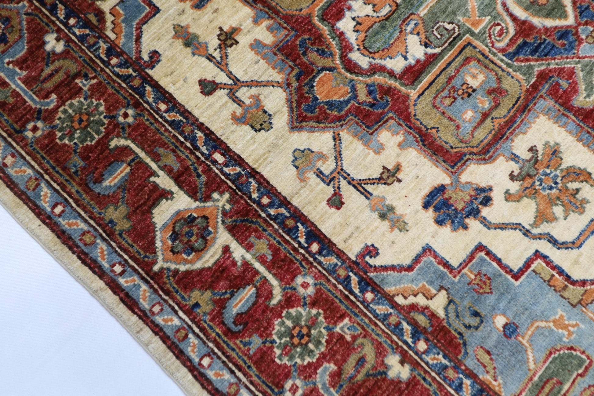 152 x 202 cm | Oriental Heriz Area Rug Afghan Hand Knotted Veg Dye Wool carpet - ART WOOL CARPET