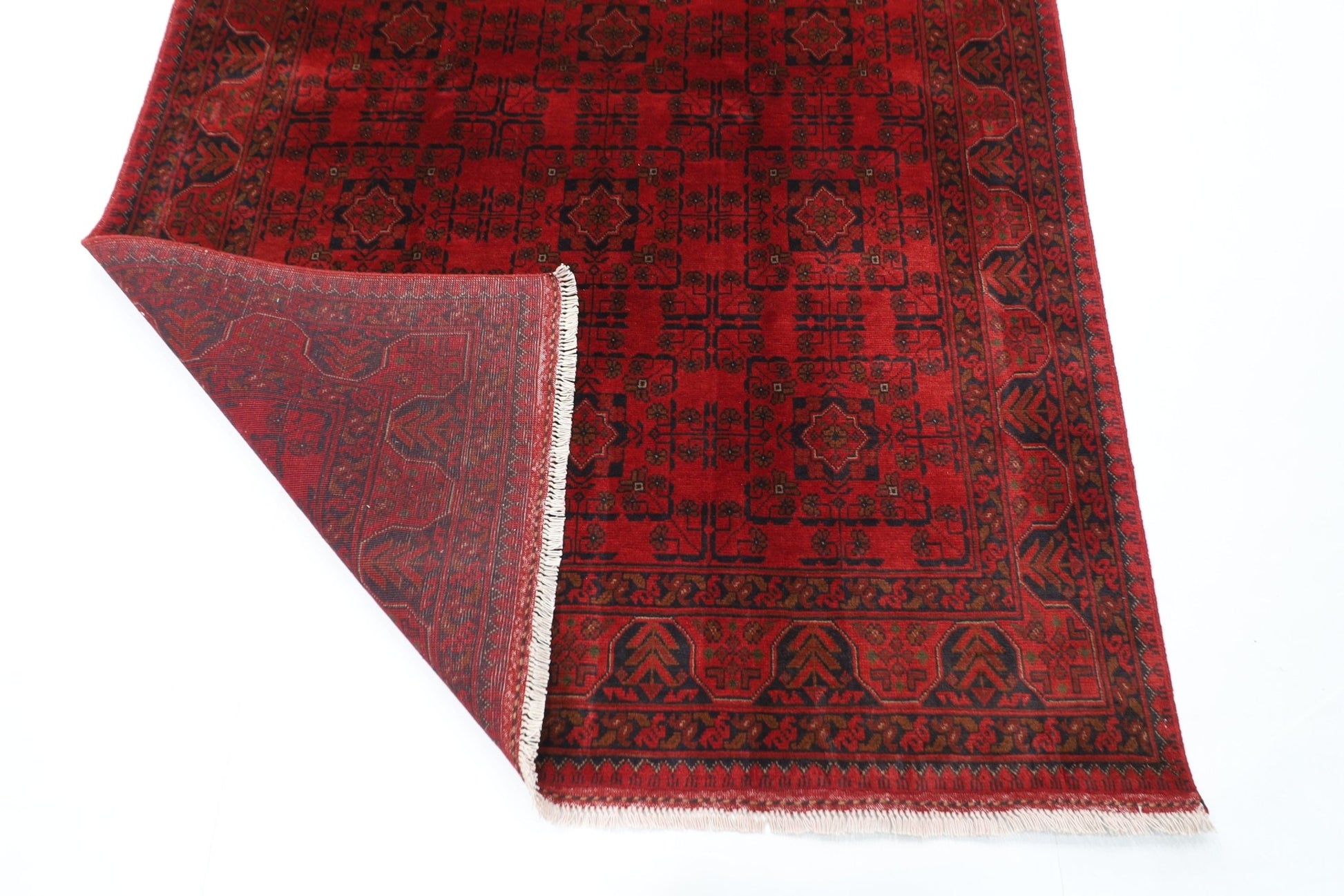 152 x 207 cm | Bokhara Red Oriental Area Rug Afghan Hand Knotted Wool carpet - ART WOOL CARPET
