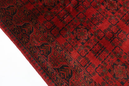 152 x 207 cm | Bokhara Red Oriental Area Rug Afghan Hand Knotted Wool carpet - ART WOOL CARPET
