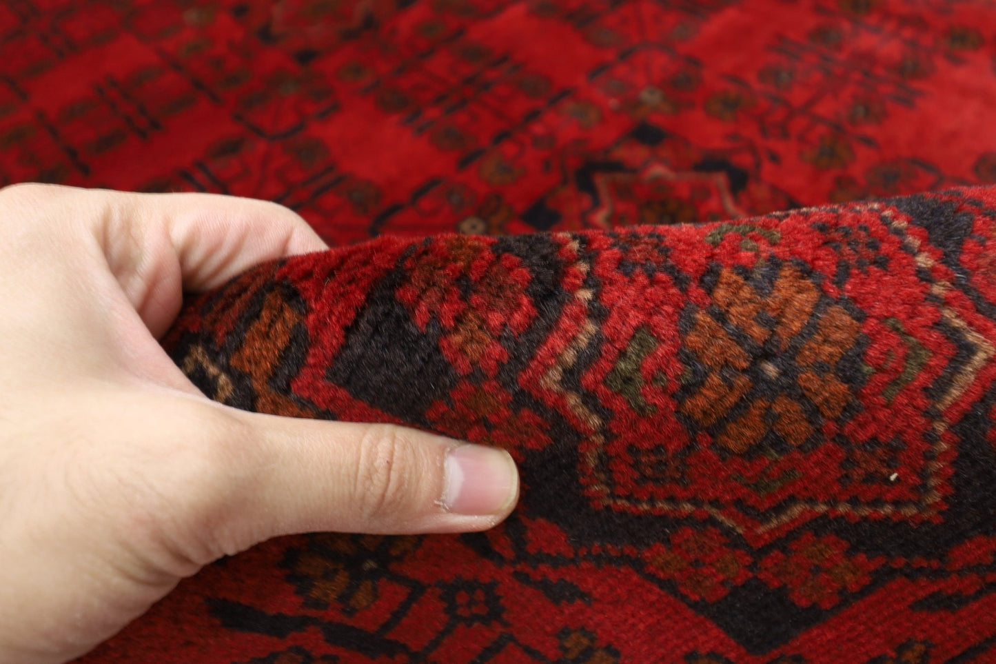 152 x 207 cm | Bokhara Red Oriental Area Rug Afghan Hand Knotted Wool carpet - ART WOOL CARPET
