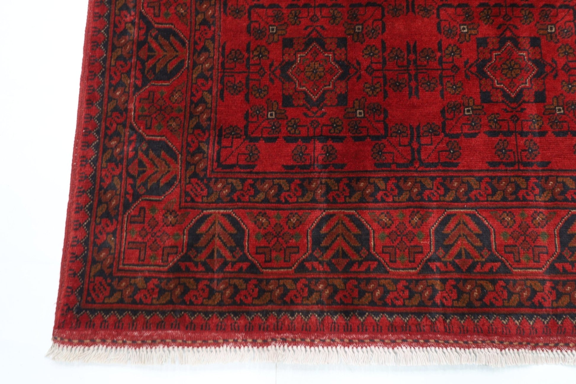 152 x 207 cm | Bokhara Red Oriental Area Rug Afghan Hand Knotted Wool carpet - ART WOOL CARPET