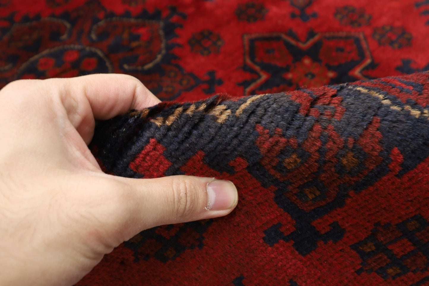153 x 202 cm | Bokhara Red Oriental Area Rug Afghan Hand Knotted Wool carpet - ART WOOL CARPET