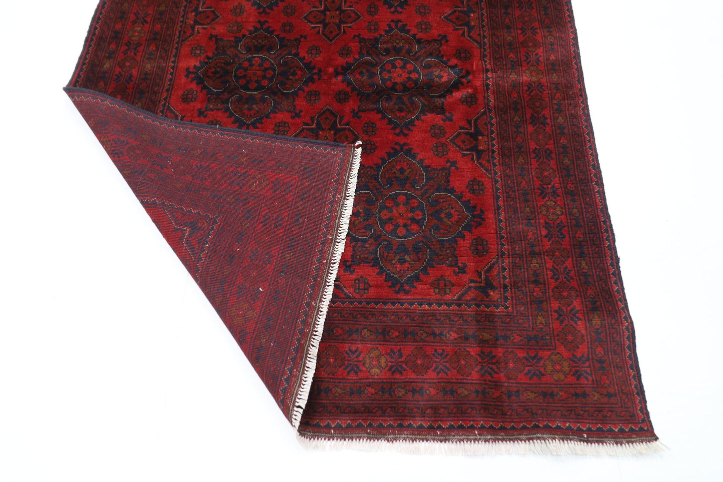 153 x 202 cm | Bokhara Red Oriental Area Rug Afghan Hand Knotted Wool carpet - ART WOOL CARPET
