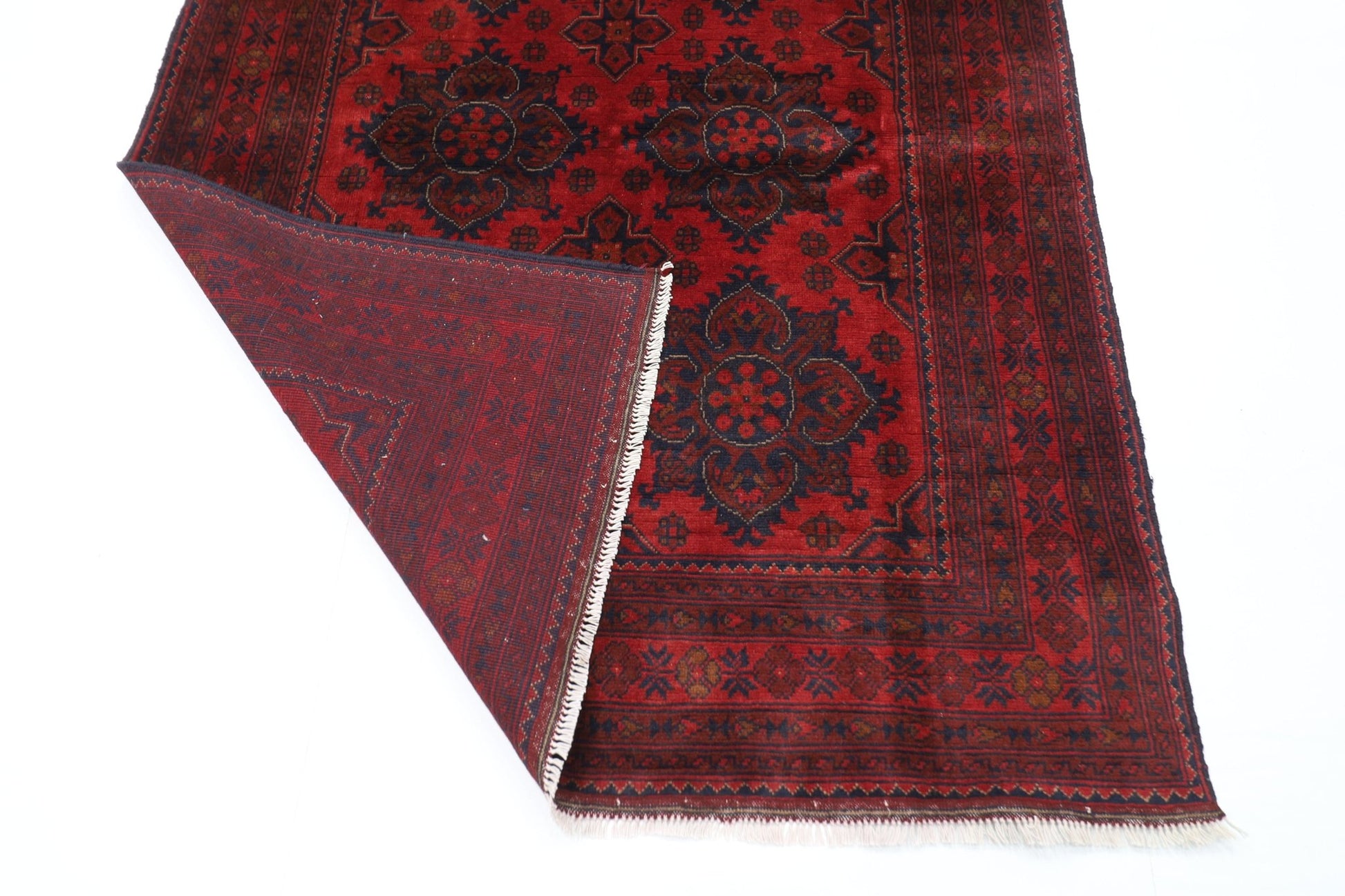 153 x 202 cm | Bokhara Red Oriental Area Rug Afghan Hand Knotted Wool carpet - ART WOOL CARPET