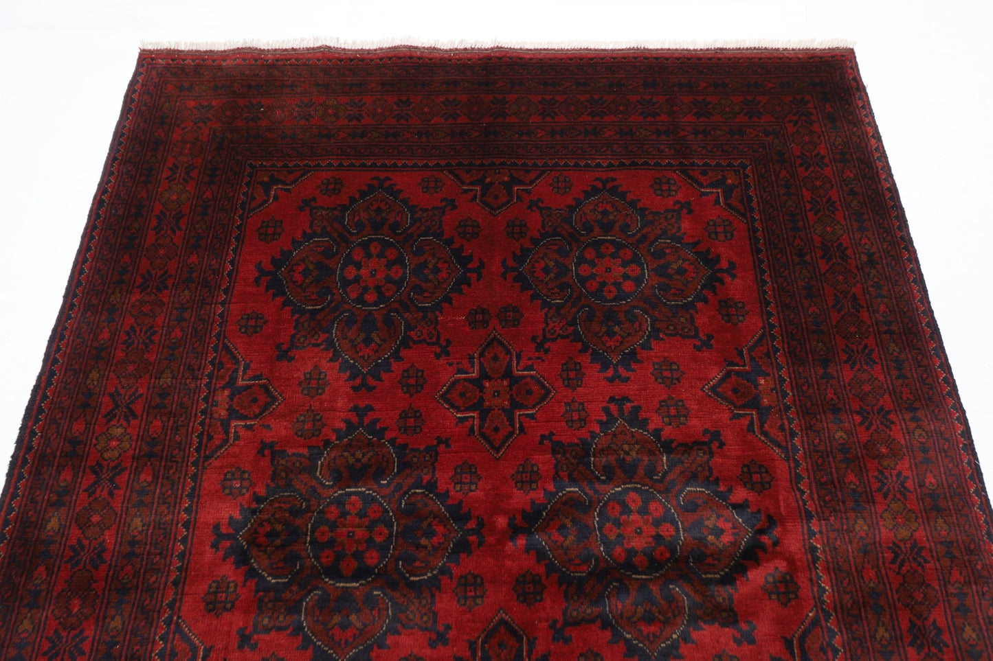 153 x 202 cm | Bokhara Red Oriental Area Rug Afghan Hand Knotted Wool carpet - ART WOOL CARPET