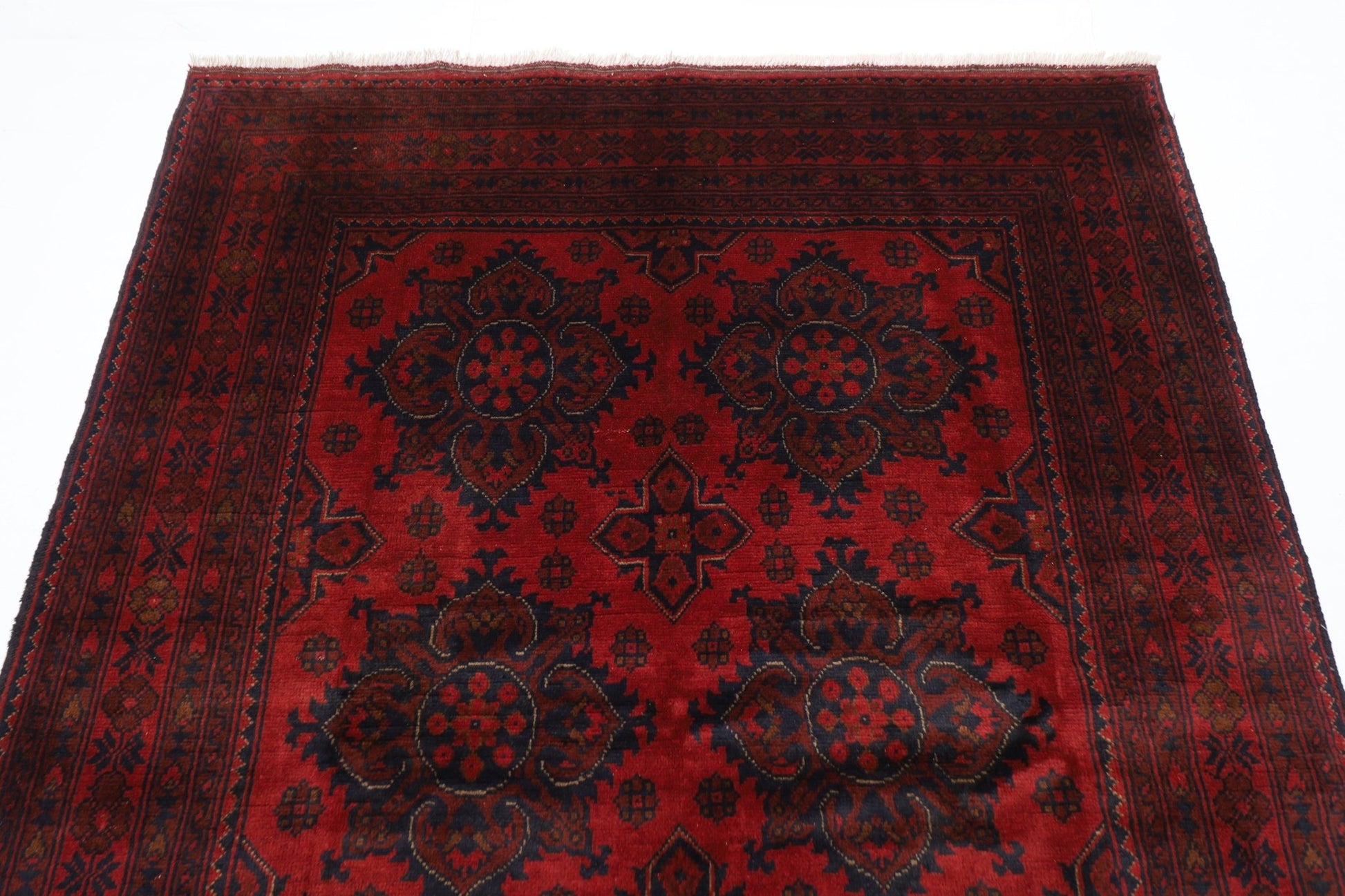 153 x 202 cm | Bokhara Red Oriental Area Rug Afghan Hand Knotted Wool carpet - ART WOOL CARPET