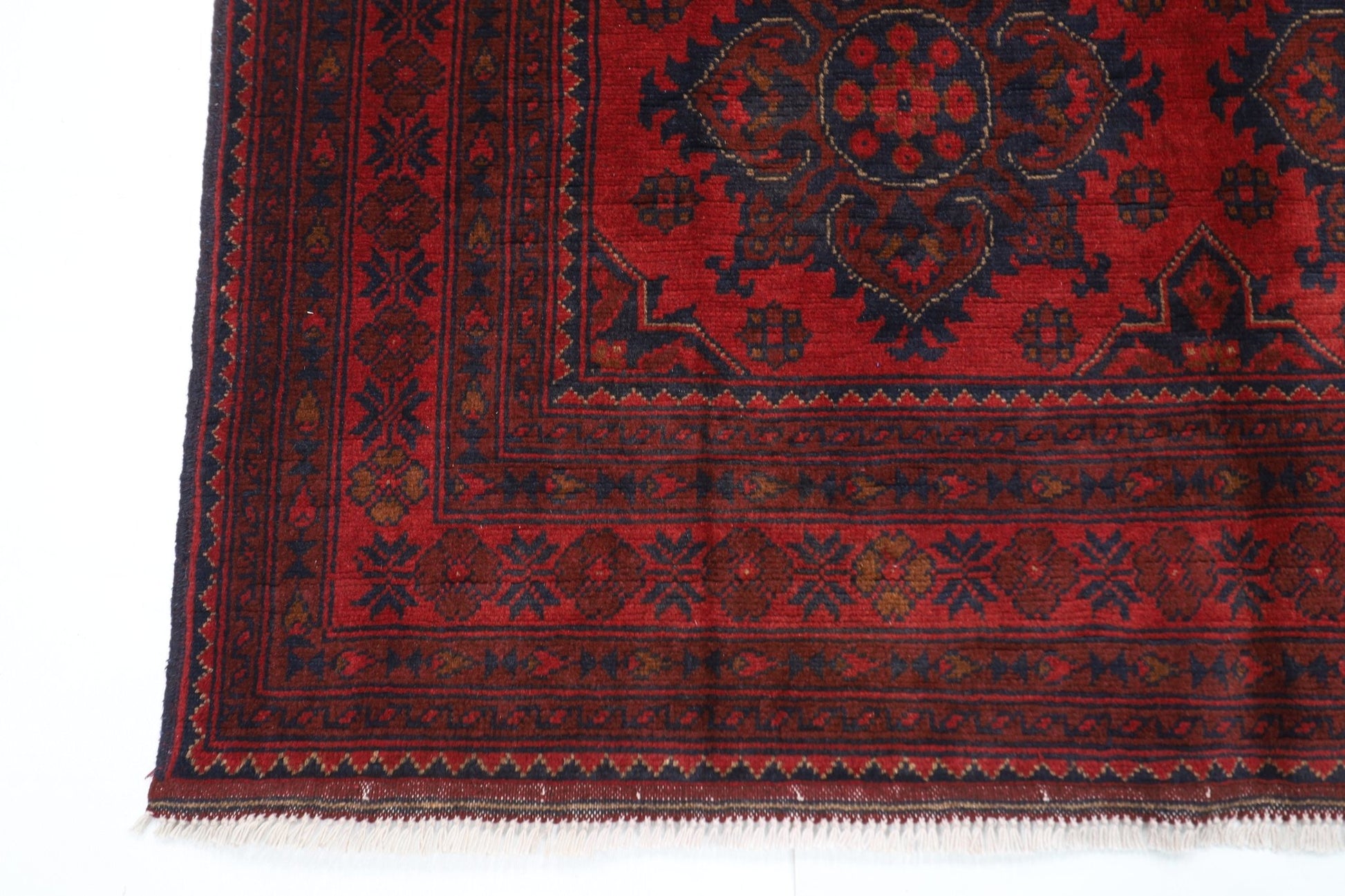 153 x 202 cm | Bokhara Red Oriental Area Rug Afghan Hand Knotted Wool carpet - ART WOOL CARPET