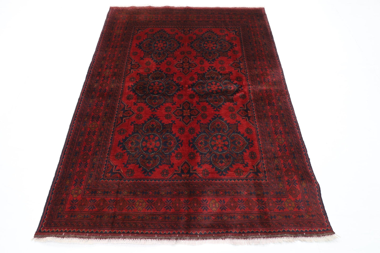 153 x 202 cm | Bokhara Red Oriental Area Rug Afghan Hand Knotted Wool carpet - ART WOOL CARPET