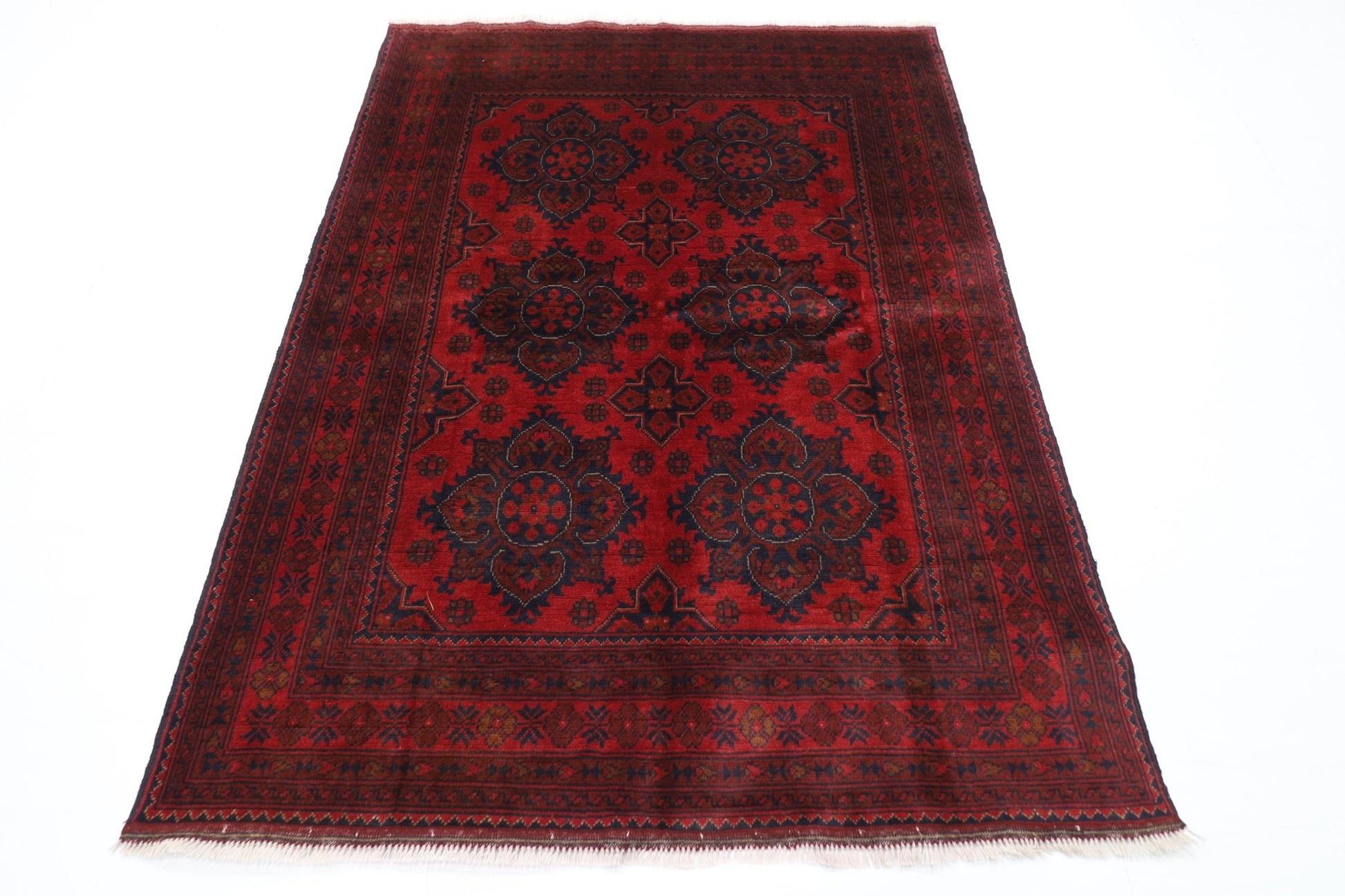 153 x 202 cm | Bokhara Red Oriental Area Rug Afghan Hand Knotted Wool carpet - ART WOOL CARPET