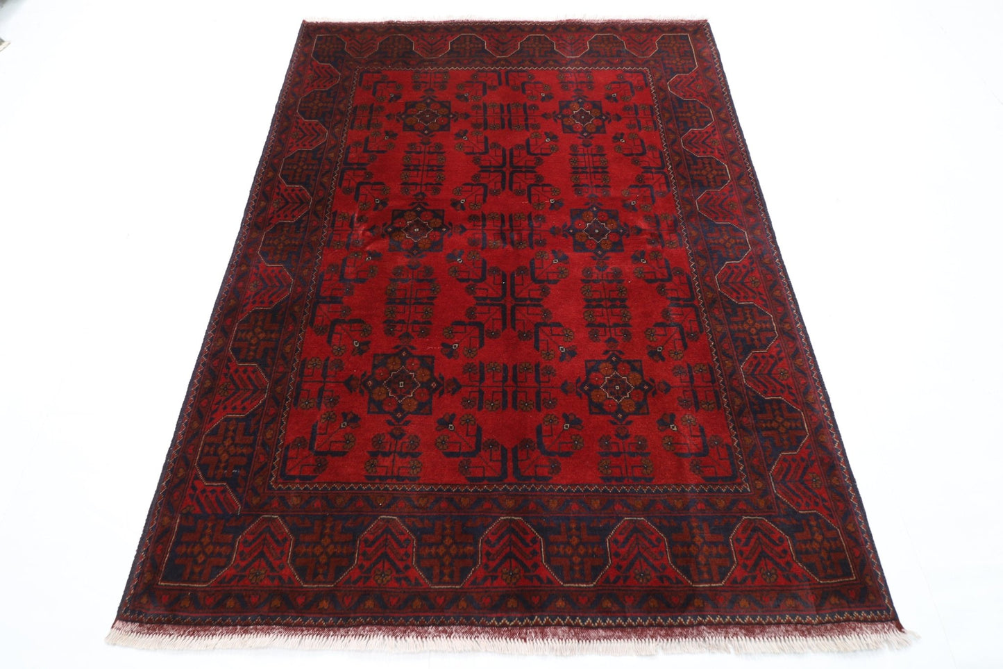 153 x 204 cm | Bokhara Red Oriental Area Rug Afghan Hand Knotted Wool carpet - ART WOOL CARPET