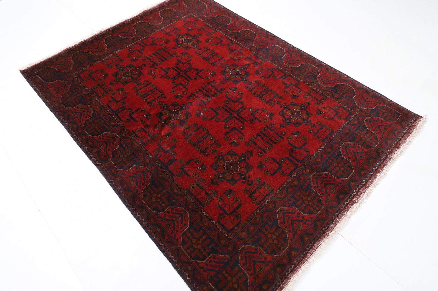 153 x 204 cm | Bokhara Red Oriental Area Rug Afghan Hand Knotted Wool carpet - ART WOOL CARPET