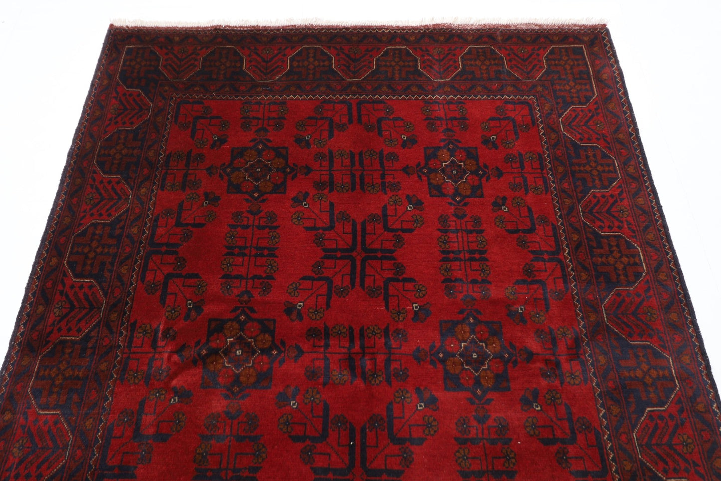 153 x 204 cm | Bokhara Red Oriental Area Rug Afghan Hand Knotted Wool carpet - ART WOOL CARPET