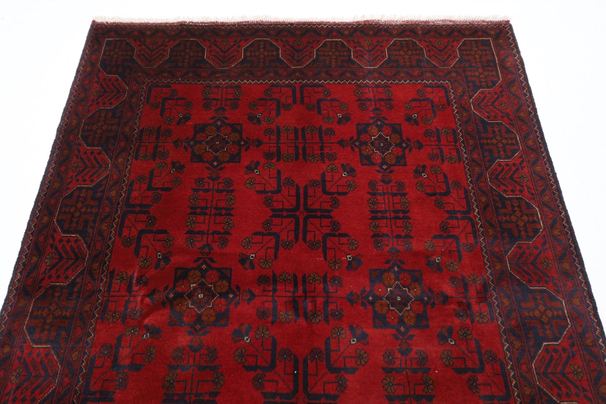 153 x 204 cm | Bokhara Red Oriental Area Rug Afghan Hand Knotted Wool carpet - ART WOOL CARPET