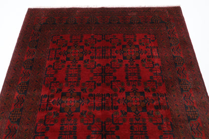 154 x 201 cm | Bokhara Red Oriental Area Rug Afghan Hand Knotted Wool carpet - ART WOOL CARPET