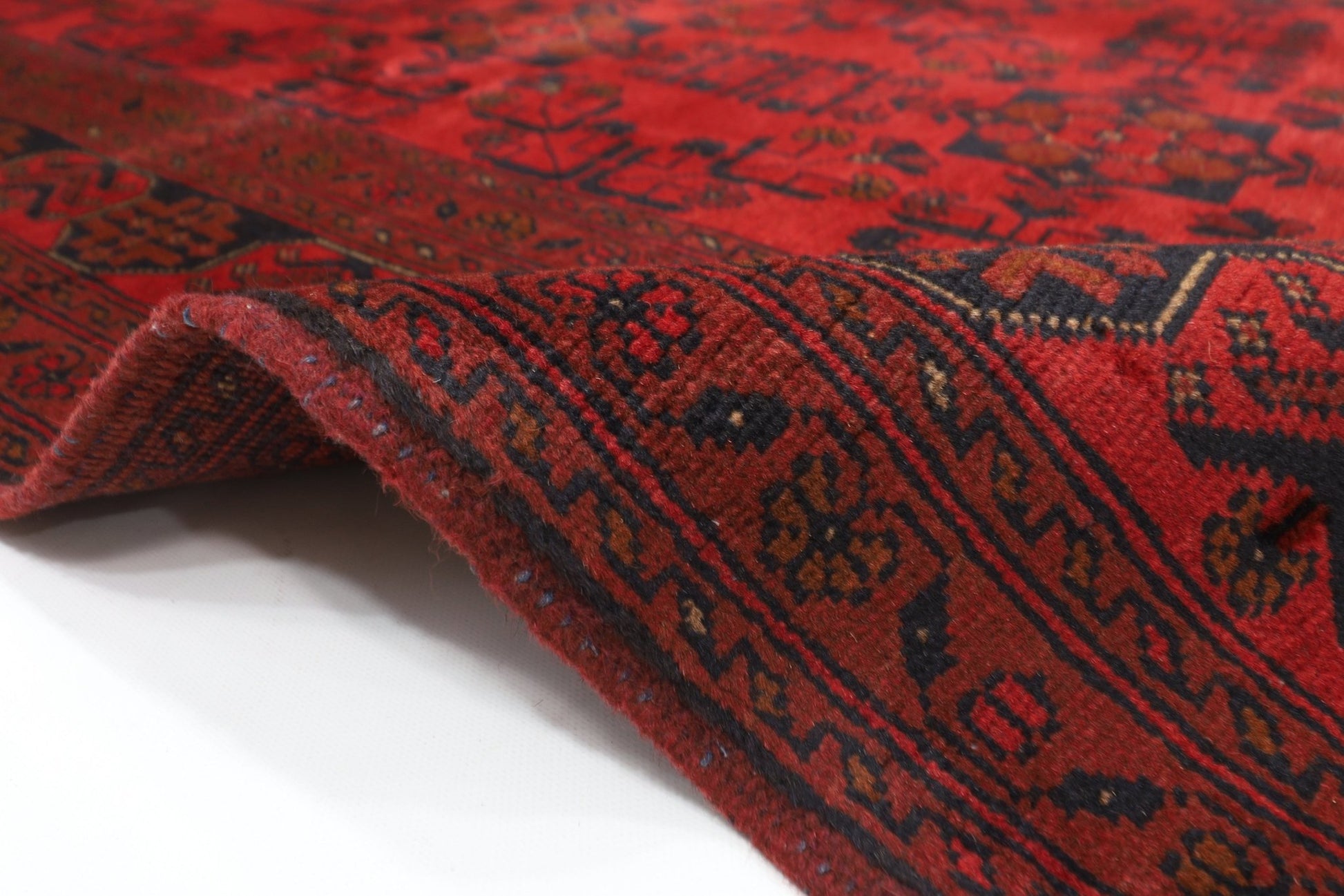 154 x 201 cm | Bokhara Red Oriental Area Rug Afghan Hand Knotted Wool carpet - ART WOOL CARPET