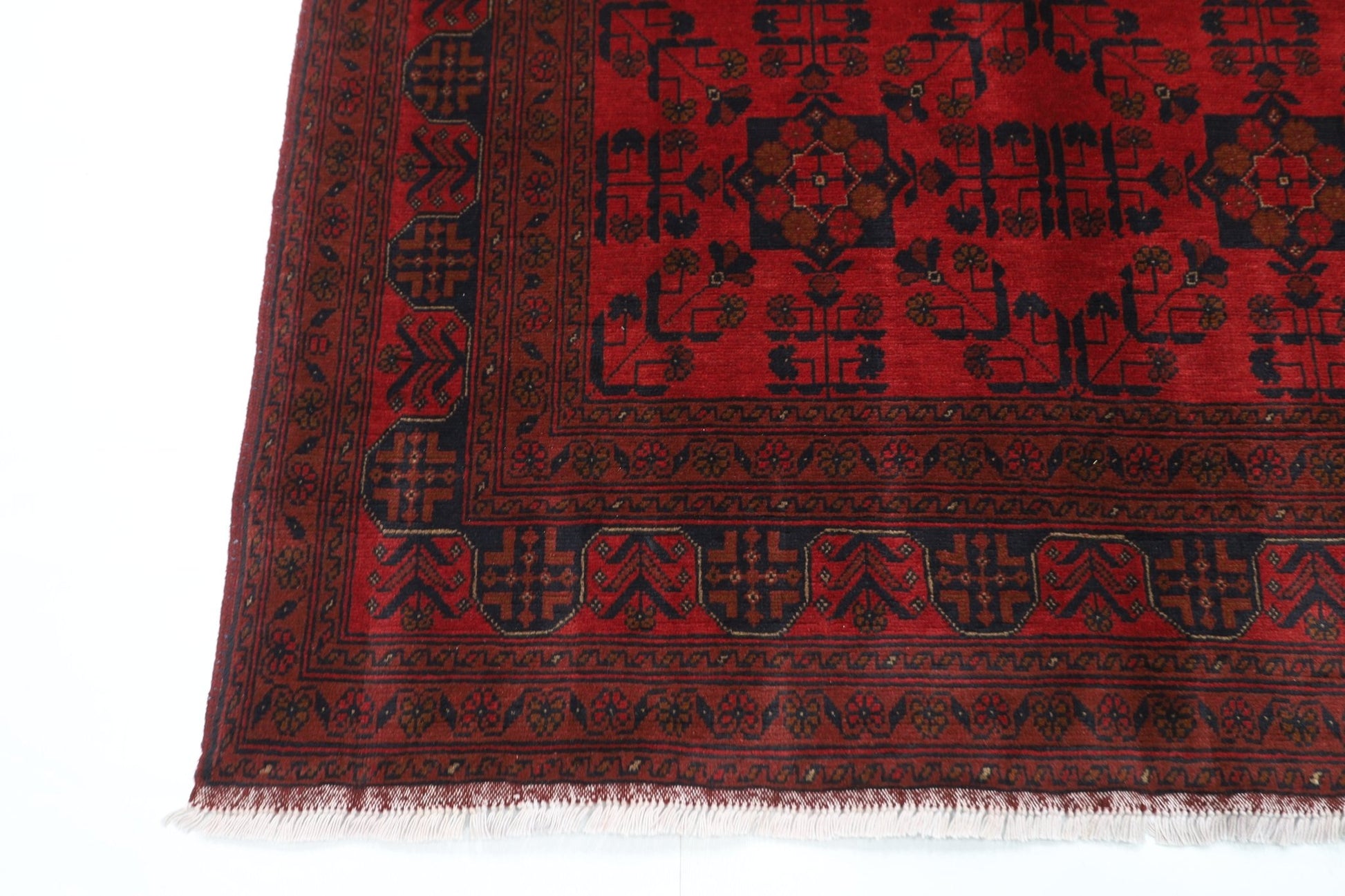 154 x 201 cm | Bokhara Red Oriental Area Rug Afghan Hand Knotted Wool carpet - ART WOOL CARPET
