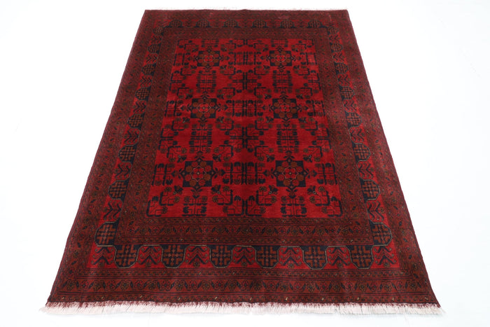 154 x 201 cm | Bokhara Red Oriental Area Rug Afghan Hand Knotted Wool carpet