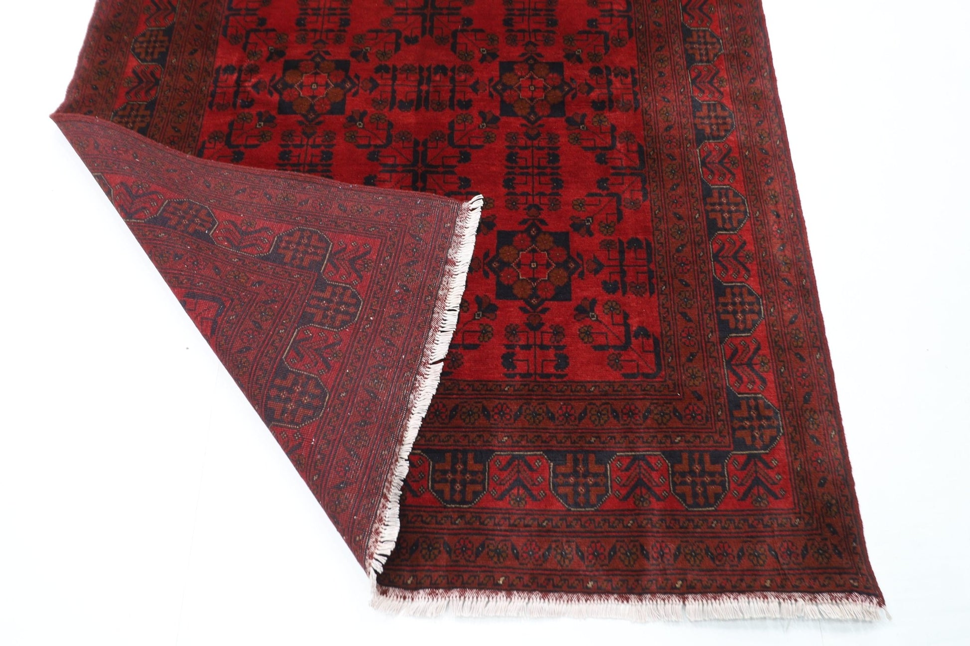 154 x 201 cm | Bokhara Red Oriental Area Rug Afghan Hand Knotted Wool carpet - ART WOOL CARPET