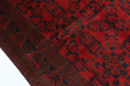 154 x 201 cm | Bokhara Red Oriental Area Rug Afghan Hand Knotted Wool carpet - ART WOOL CARPET