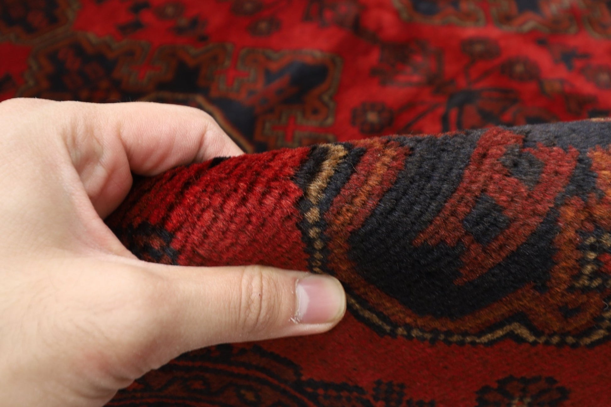 154 x 203 cm | Bokhara Red Oriental Area Rug Afghan Hand Knotted Wool carpet - ART WOOL CARPET