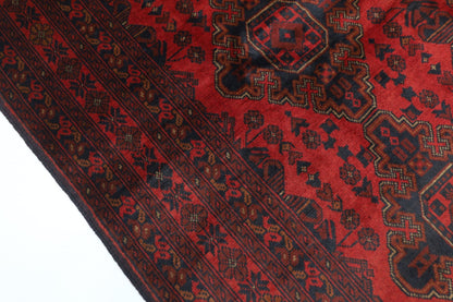 154 x 203 cm | Bokhara Red Oriental Area Rug Afghan Hand Knotted Wool carpet - ART WOOL CARPET