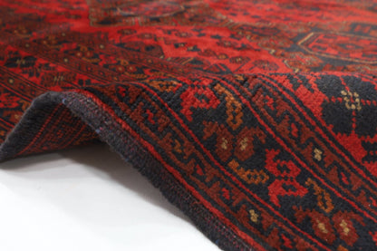 154 x 203 cm | Bokhara Red Oriental Area Rug Afghan Hand Knotted Wool carpet - ART WOOL CARPET