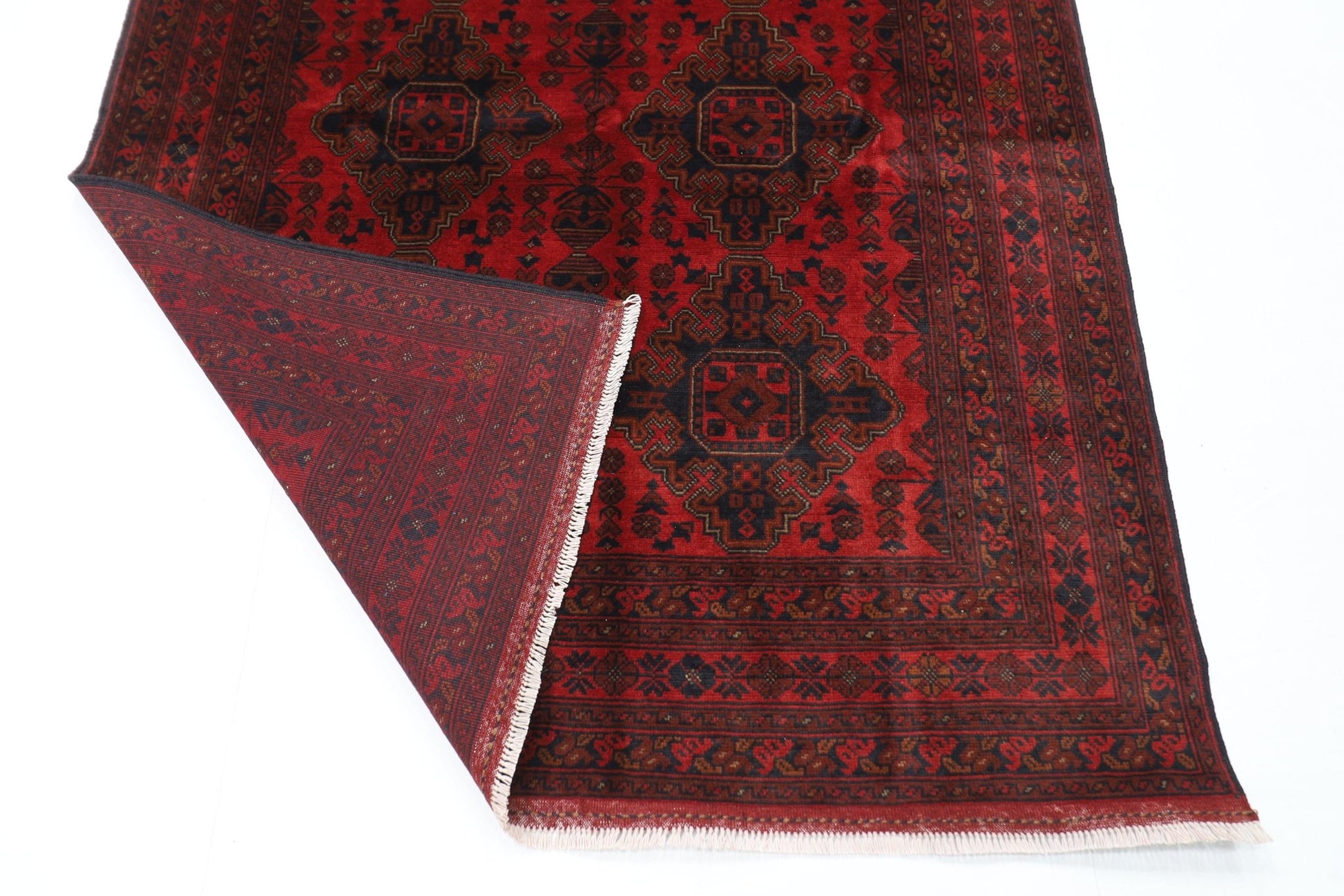 154 x 203 cm | Bokhara Red Oriental Area Rug Afghan Hand Knotted Wool carpet - ART WOOL CARPET