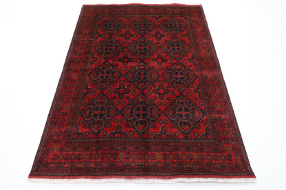 154 x 204 cm | Bokhara Red Oriental Area Rug Afghan Hand Knotted Wool carpet - ART WOOL CARPET