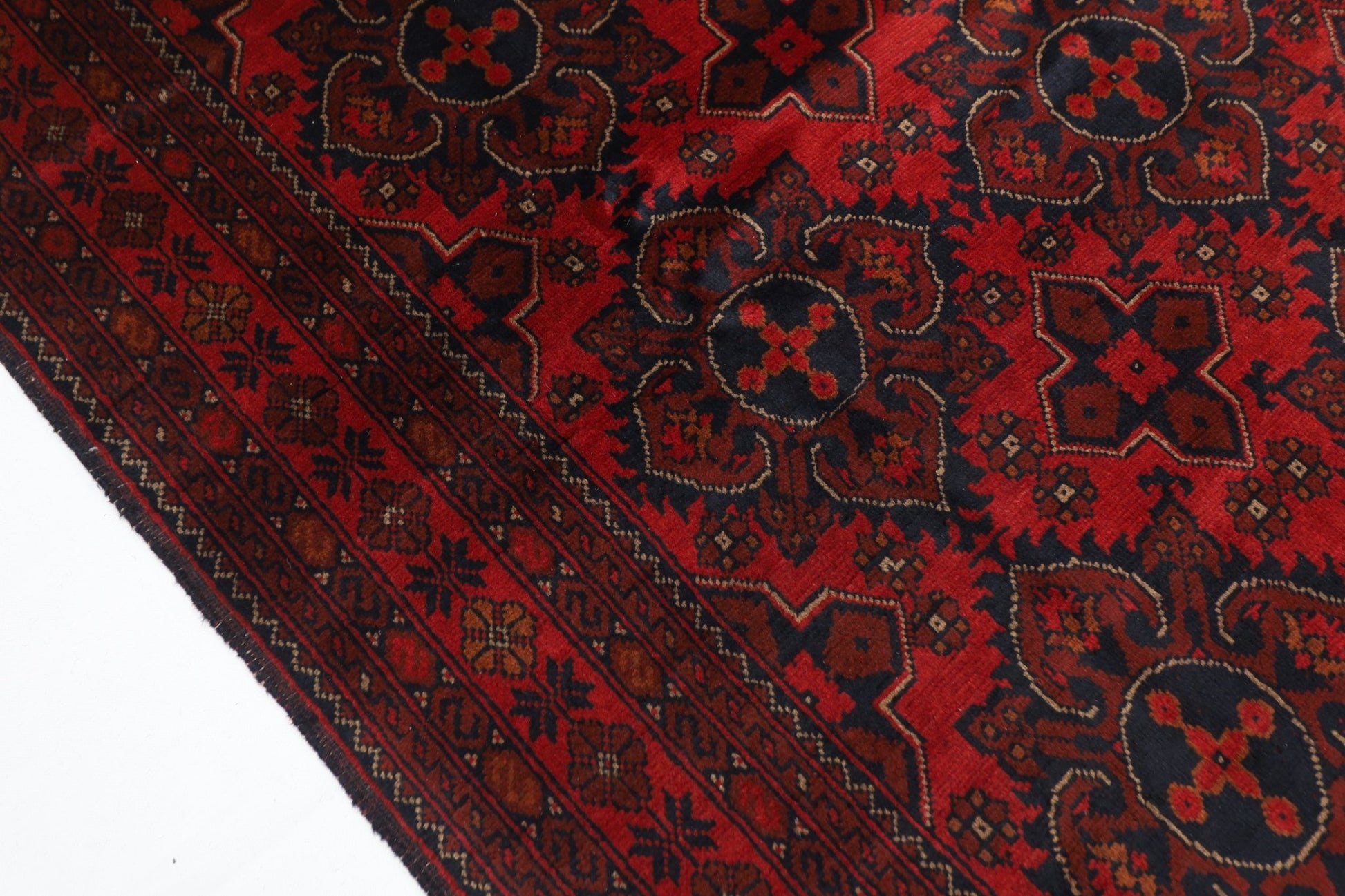 154 x 204 cm | Bokhara Red Oriental Area Rug Afghan Hand Knotted Wool carpet - ART WOOL CARPET