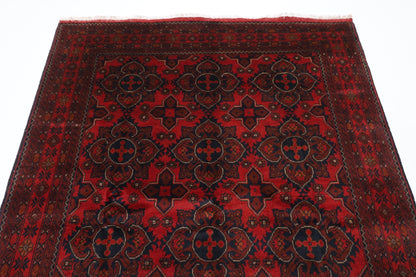 154 x 204 cm | Bokhara Red Oriental Area Rug Afghan Hand Knotted Wool carpet - ART WOOL CARPET