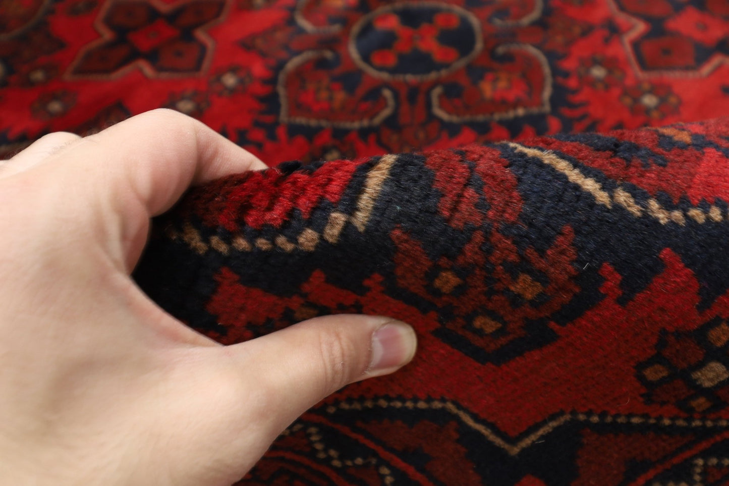 154 x 204 cm | Bokhara Red Oriental Area Rug Afghan Hand Knotted Wool carpet - ART WOOL CARPET