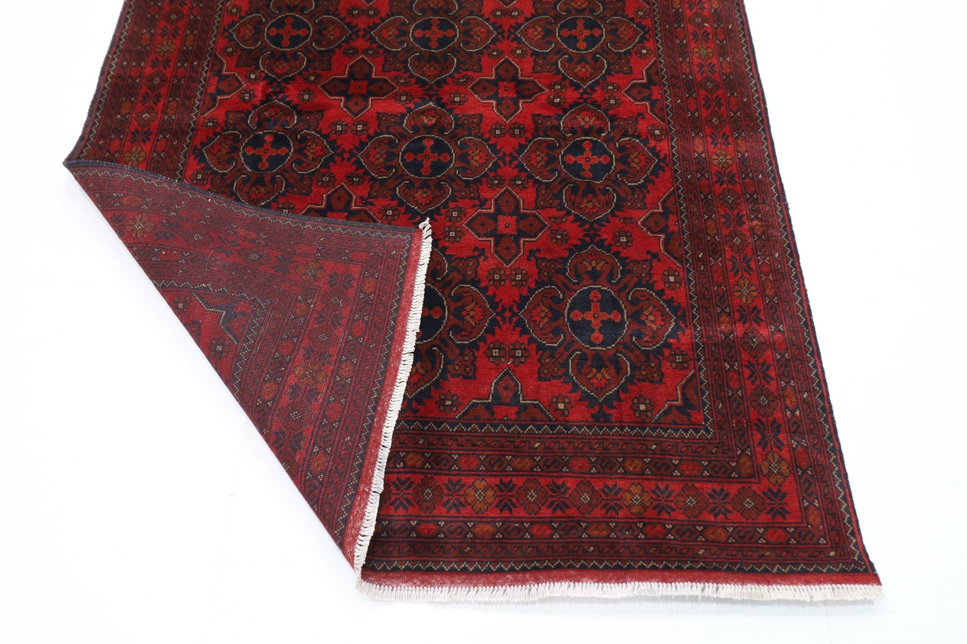 154 x 204 cm | Bokhara Red Oriental Area Rug Afghan Hand Knotted Wool carpet - ART WOOL CARPET